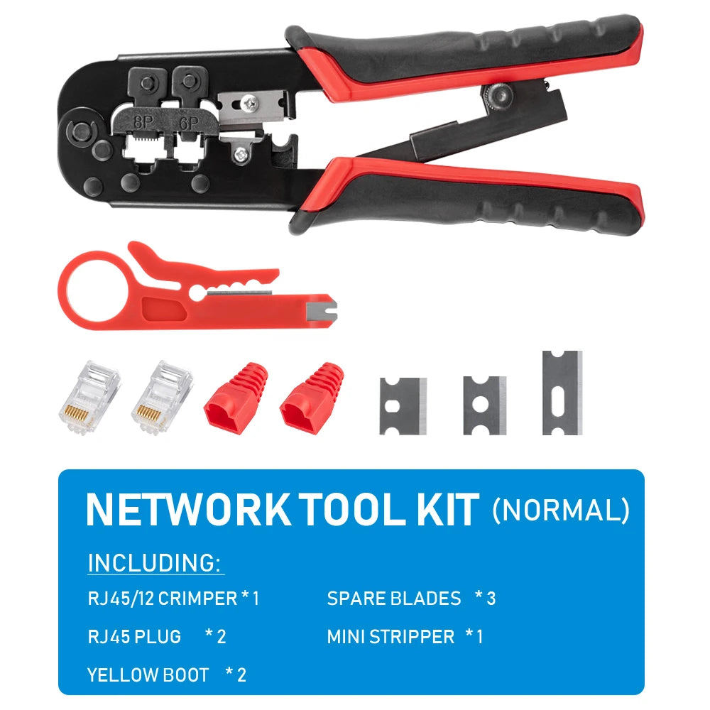 RJ45 Crimper RJ11 RJ45 Crimping Tool Ethernet Network LAN Cable Crimper Cutter Stripper Plier for 6P 8P RJ11 RJ12 RJ45 Connector