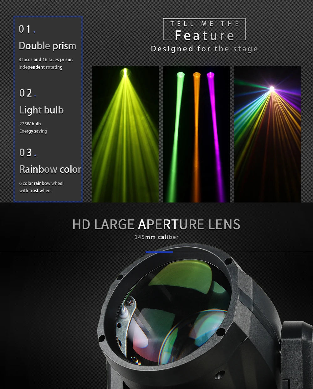 SHEHDS Bulb Beam 275W Moving Head Light Double Prism DMX512 For Night Club Wedding Theater