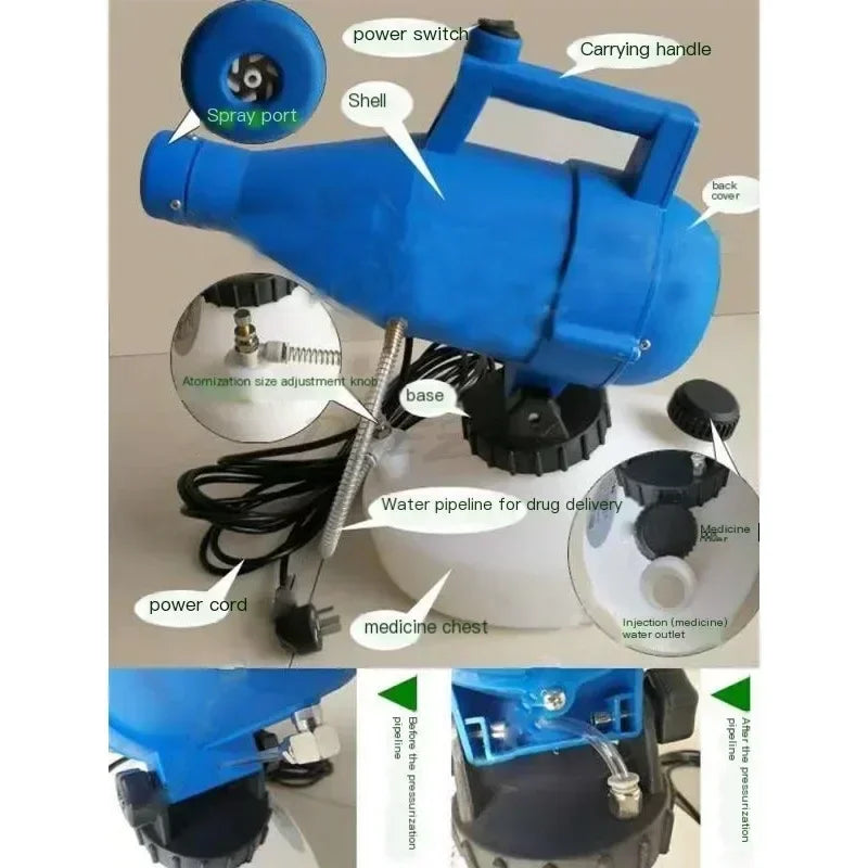 4.5L Portable Handheld Electric ULV Sprayer Ultra-Low Capacity Cold Fogger Mosquito Killer for Home Garden Yard