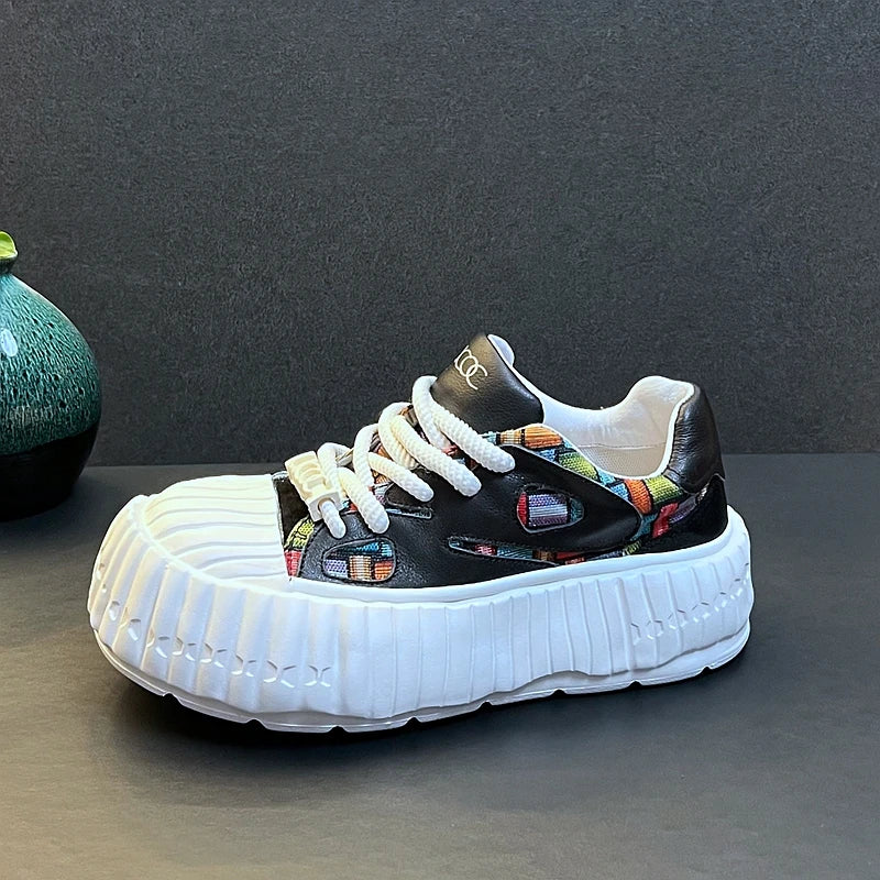 New Arrival Men Fashion Genuine Leather Casual Shoes Spring Autumn Luxury Designer Youth Trending Thick Bottom Chunky Sneakers