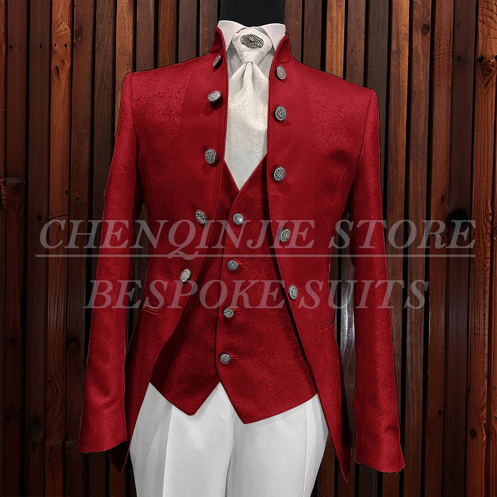 Formal Jacquard Men's Suits Elegant Wedding 3 Piece Jacket Pants Vest Blazer High Quality Full Sets Costume Homme Blazer 2025