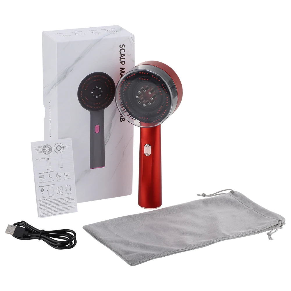 Electric Vibration Massage Comb Blue&Red Light Therapy Hair Growth Massage Scalp Brush Anti Hair Loss Improve Scalp Health Care