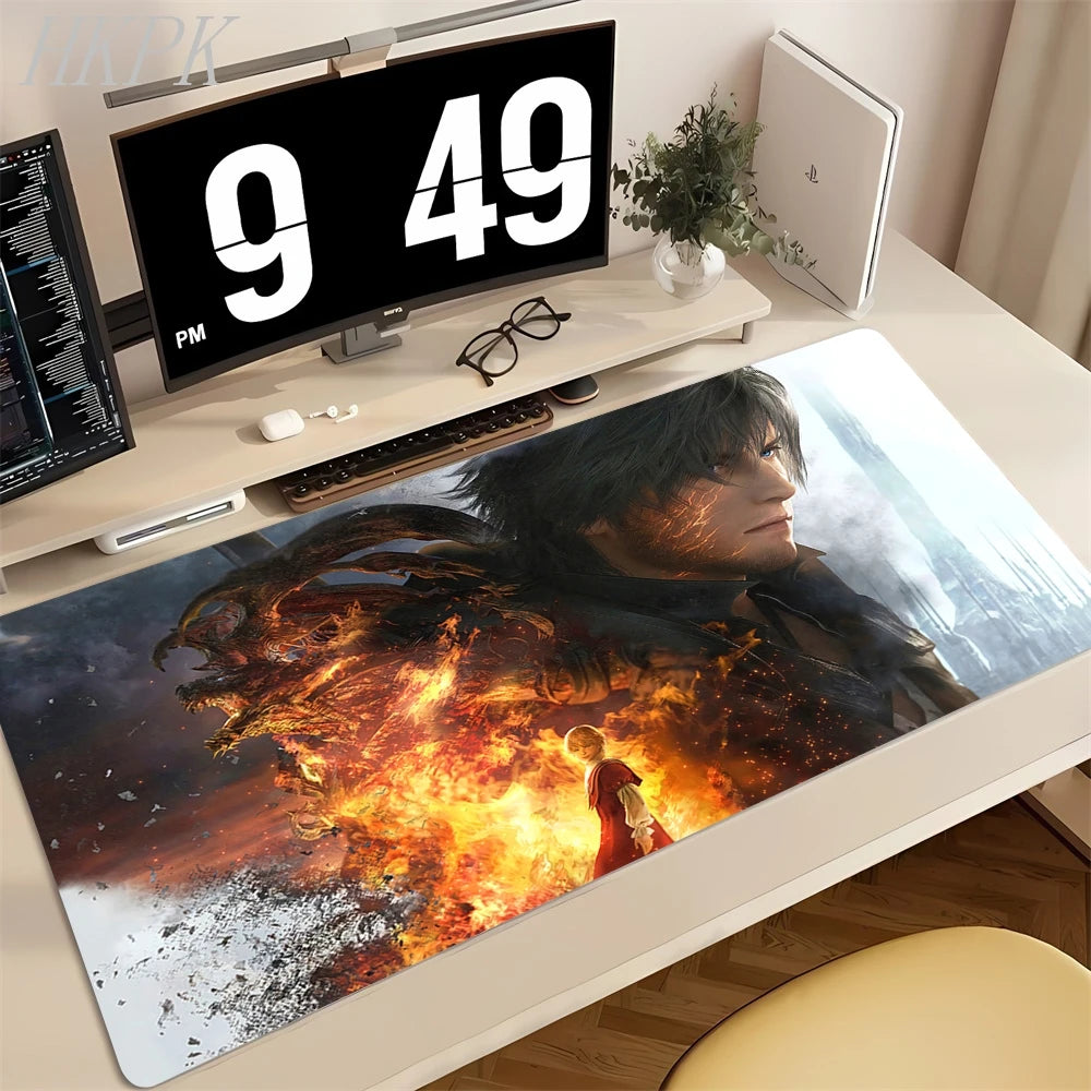 Playmat Final Fantasy Aerith Tifa Natural Rubber Deskmat Stitched Edges Mousepad Gaming Table Office Accessory Game Mouse Mats