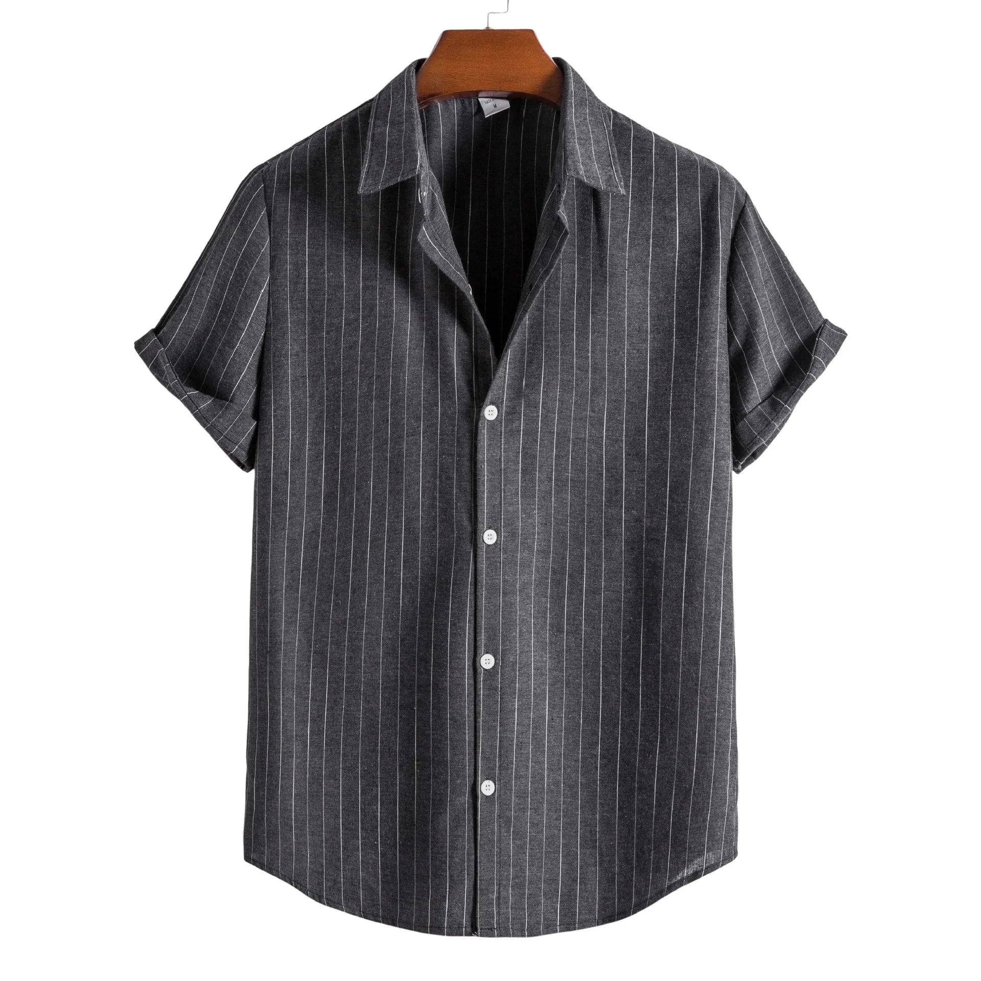 2026 Men's Striped Shirts Fashion Holiday Style Short Sleeve Casual Shirts Comfortable Loose Street Tops Men Summer Basic Shirts