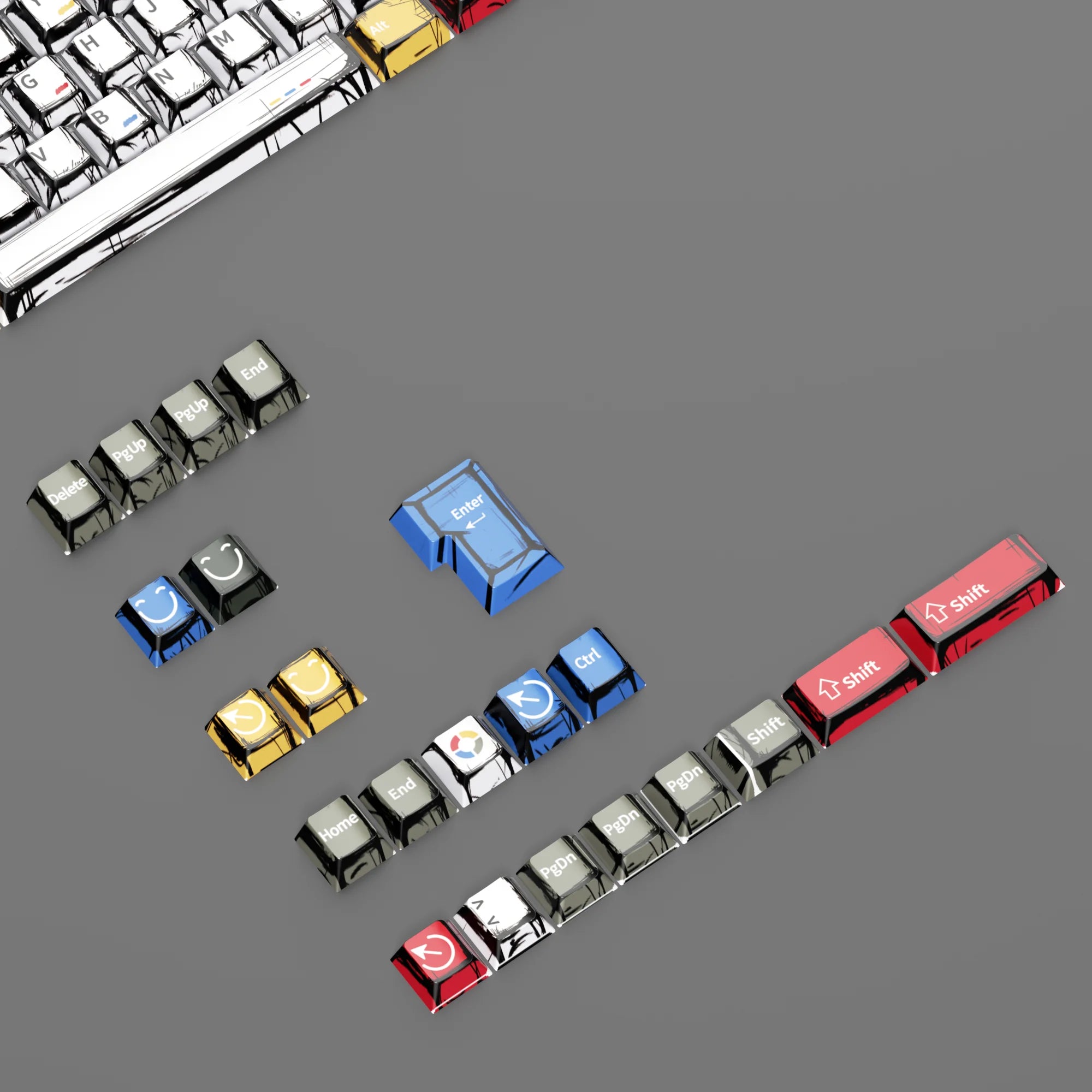 Cartoon Style Thermal Sublimation Mixed-Color Keycaps Full-Size 109-Key Mechanical Keycaps Decorative Keycaps