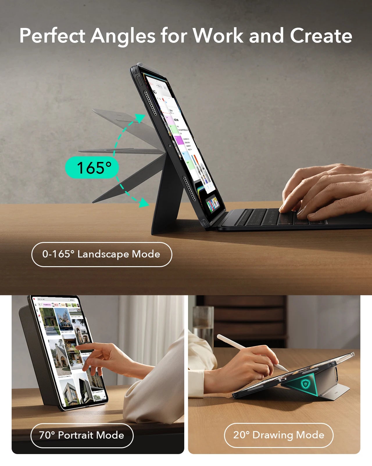 ESR for iPad Pro 13/11(M4/M5) Shift Keyboard Case Magnetic Detachable Keyboard Cover for iPad Air 11(M2/M3/M4)&Air 4&Air 5