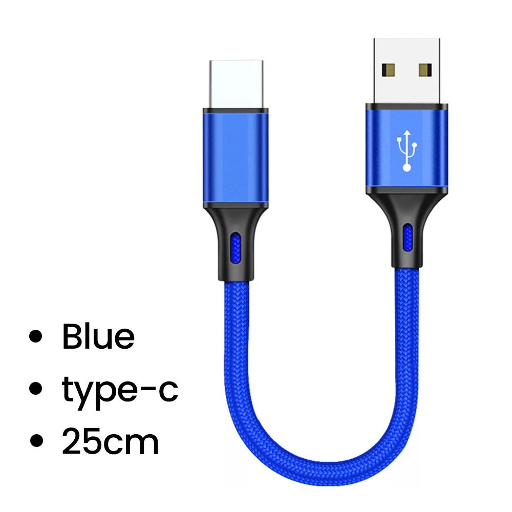 Olaf 25cm USB to Type C/Micro USB Short Charging Cable 3A USB Type C Micro Data Cable for Xiaomi Samsung Android Power Bank Cord