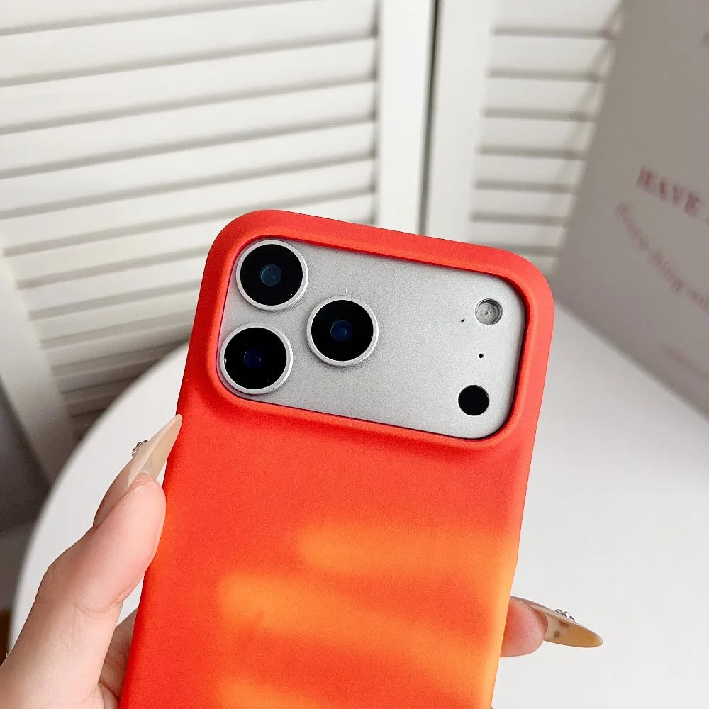 Thermal Sensor Color Change Phone Case for iPhone 17 Pro Max Air 17ProMax 17Pro Cover Magical Physical Shockproof Shell Fundas