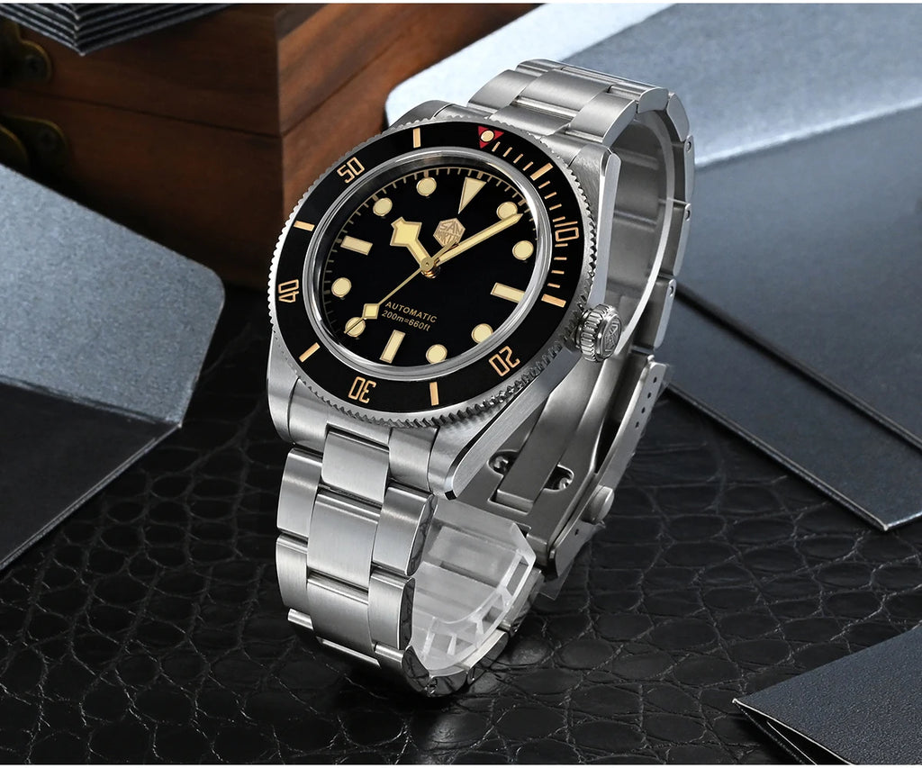 San Martin 40mm Vintage Diver Luxury Men Wristwatch Brand Classic BB58 PT5000 Automatic Mechanical Watches Sapphire 20Bar SN0008