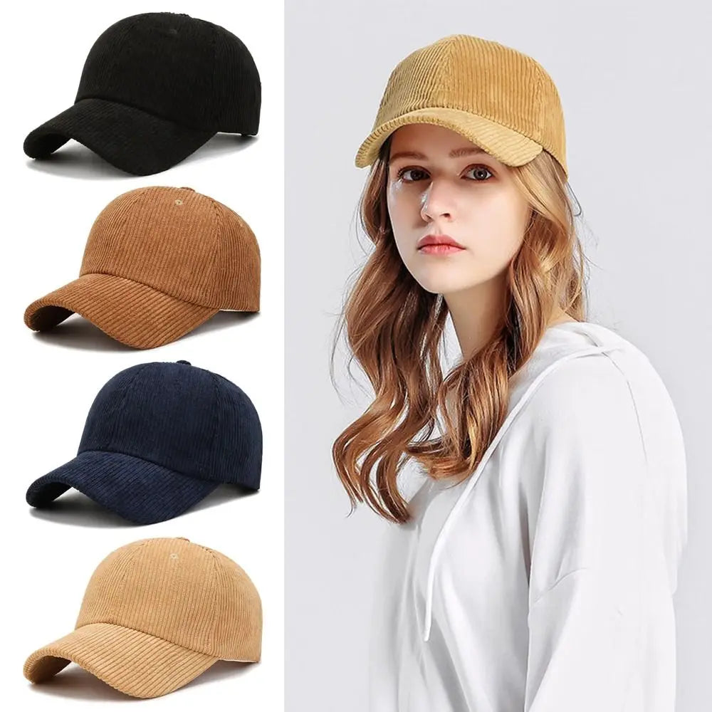 Breathable Unisex Corduroy Corduroy Baseball Cap Adjustable Baseball Hat Sunscreen Cap Women