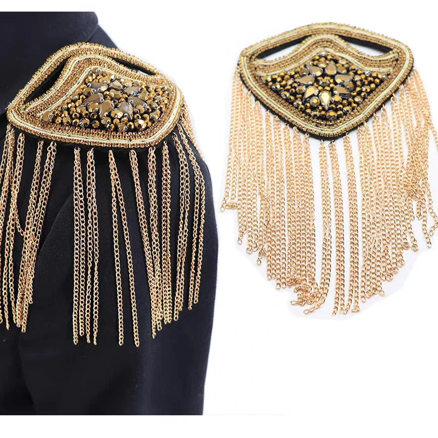Exquisite Western-Style Performance Costumes Metal Punk-Syle Shoulder Ornaments Epaulets Fringed Epaul for Clothing Accessories