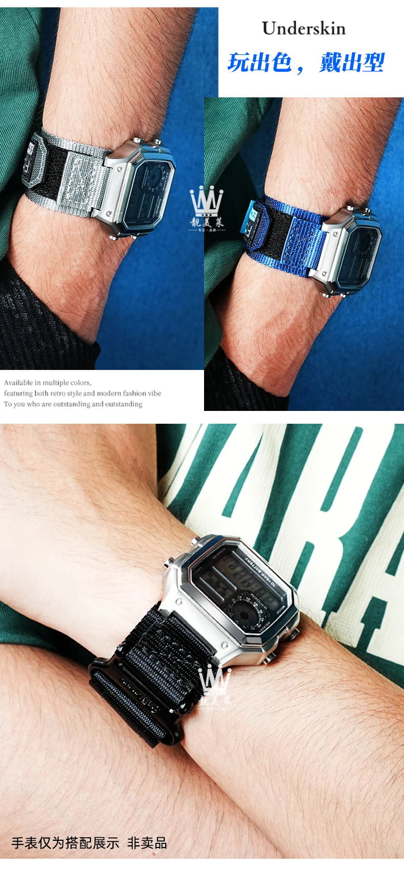 AE1200 Loop Design Nylon Canvas Strap For Casio Watches A158W/A168/W-216H/F-91/AE1300/1500/AE-1200 Outdoor Sports watchband 18mm