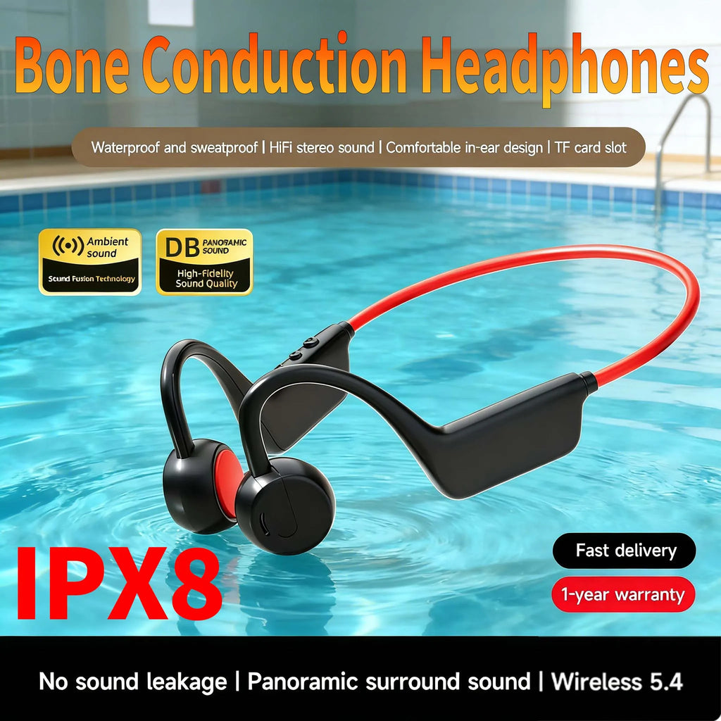 LZQLY Bone Conduction Headset Wireless Swimming Headphone IPX8 Bluetooth 5.3 With Microphone Waterproof Exercise Fitness 2026