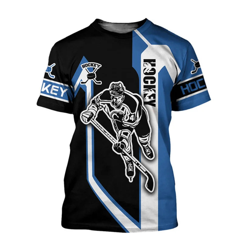 Summer New 3D Sports Hockey Printing T Shirt Hockey Fitness Lovers Graphic T-shirts For Men Gym Short Sleeves Fashion Tee Shirts
