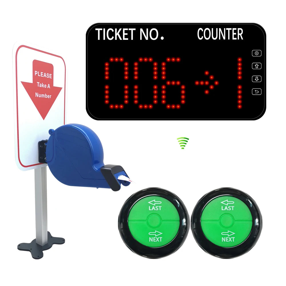 Queue Calling System with Next control button can add the number one by one Blue Ticket Dispenser with Paper Roll