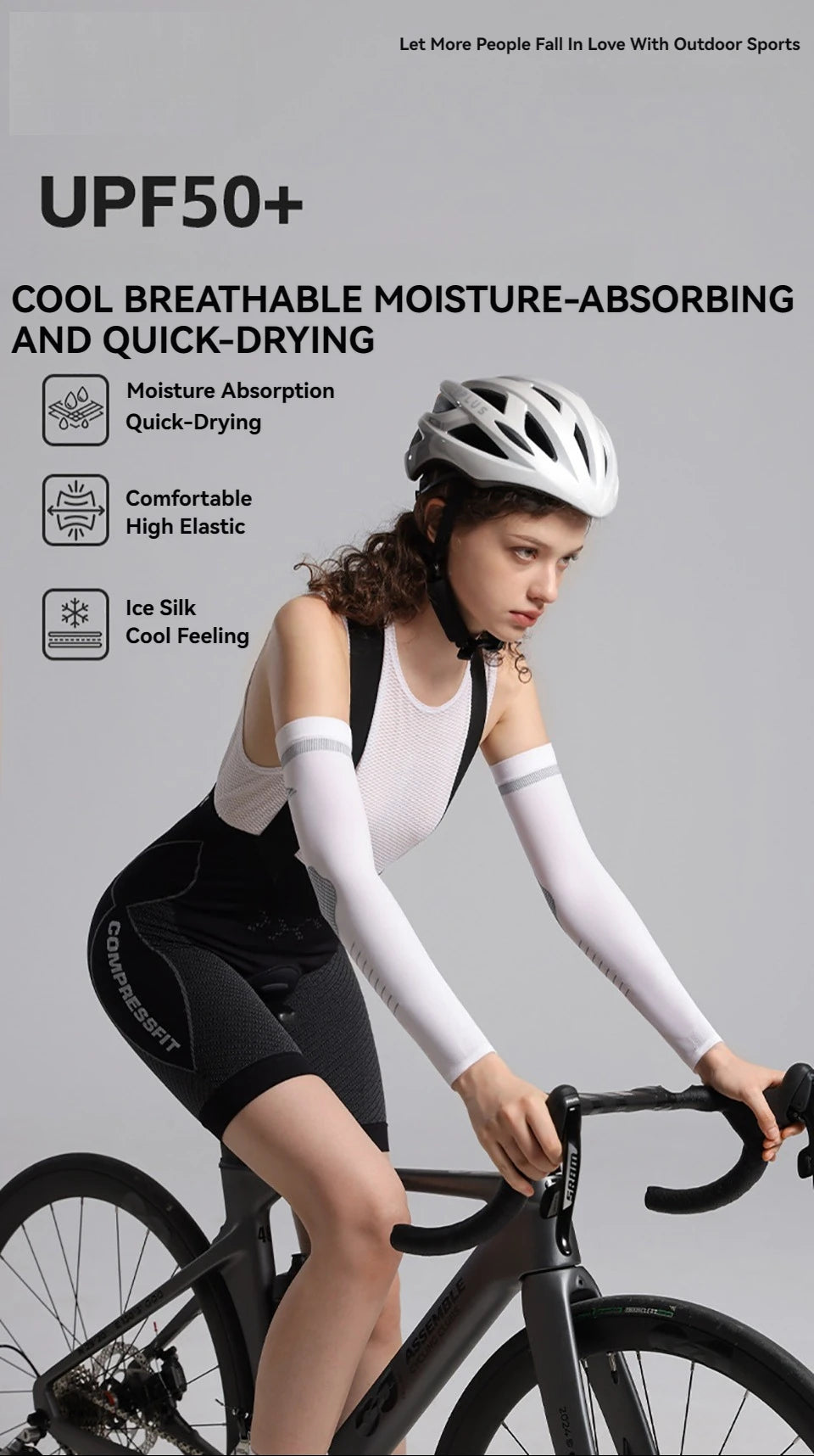 LOOGDEEL Summer UPF50+ Arm Sleeves Cool Feeling Breathable Ice Silk Cycling Sleeve Running Fishing Sunscreen Arm Support Unisex