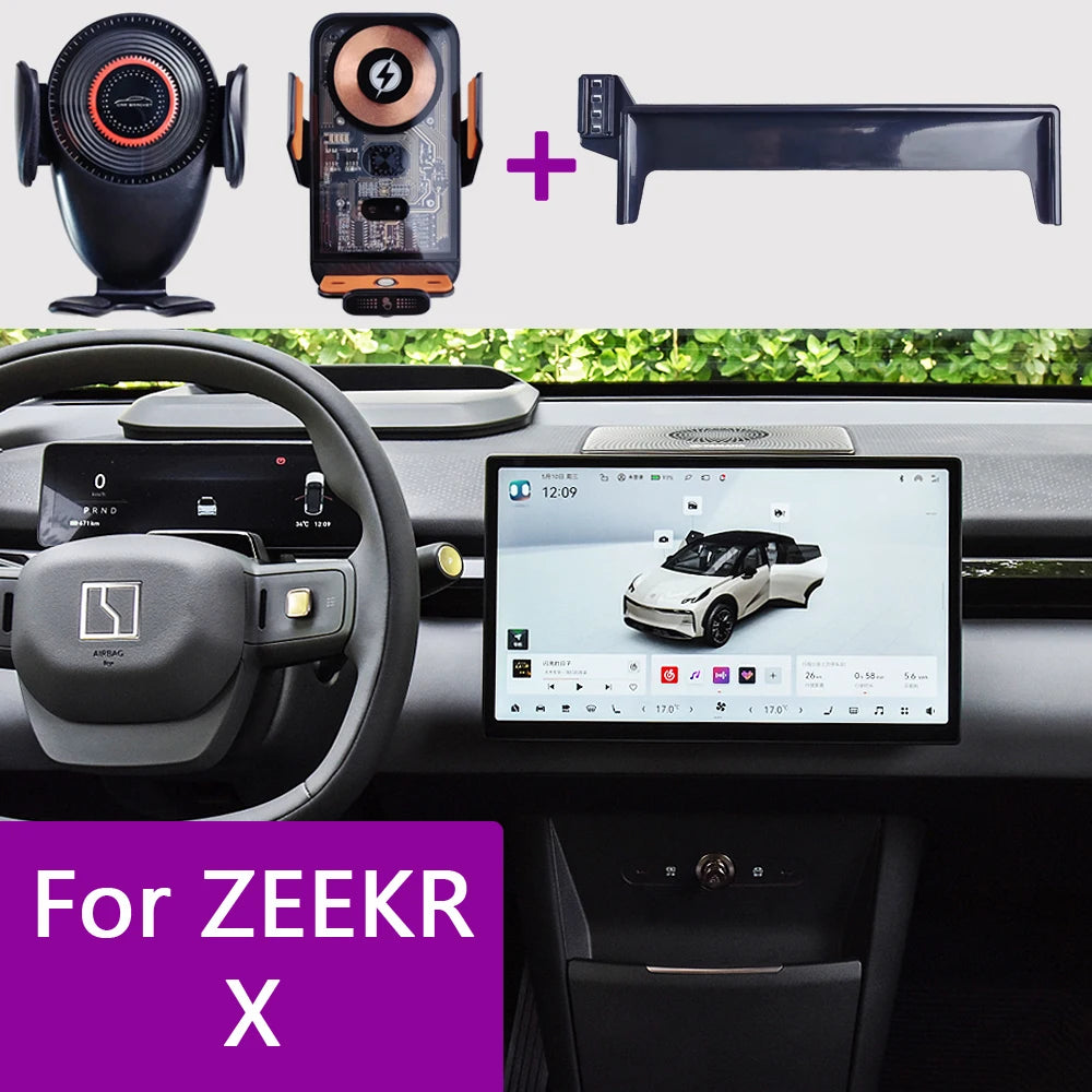 For ZEEKR X 2023 2024 Car Phone Holder Center Screen Fixed Bracket Fast Wireless Charging Stand Mobile Phone Mounts Accessories