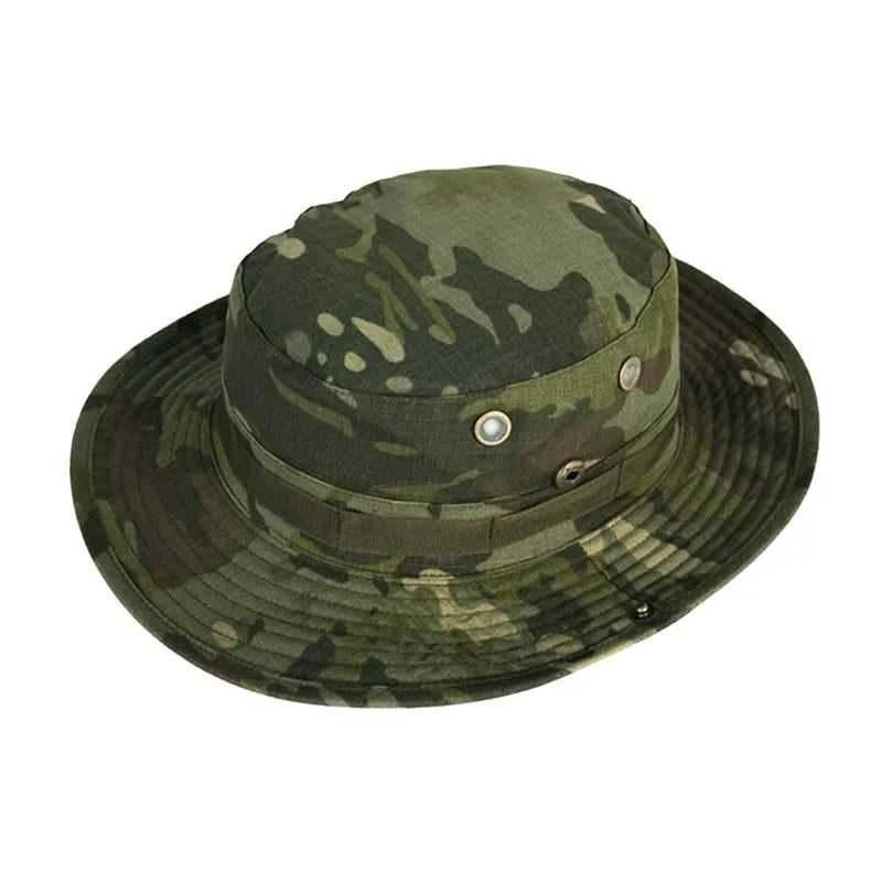 Camouflage Boonie Cap Balaclava Hat Suit Foldable Soft Hat Outdoor Hunting Fishing Wide Brimmed Hat Sunscreen Caps