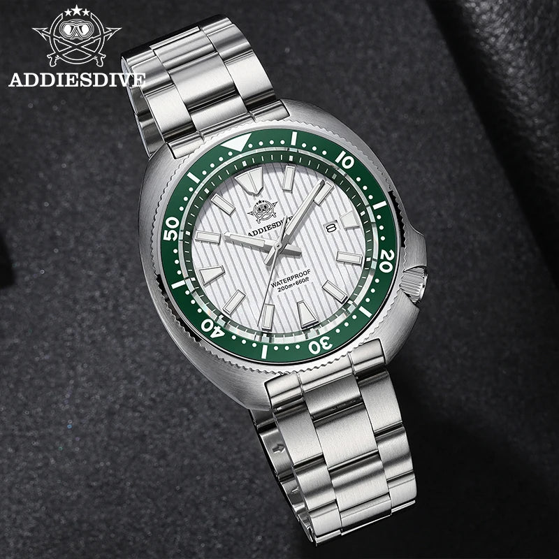 ADDIESDIVE Watch For Man AD2507 Sapphire Crystals Window Display BGW9 Luminous 200M waterproof 316L Stainless Steel Quartz Watch