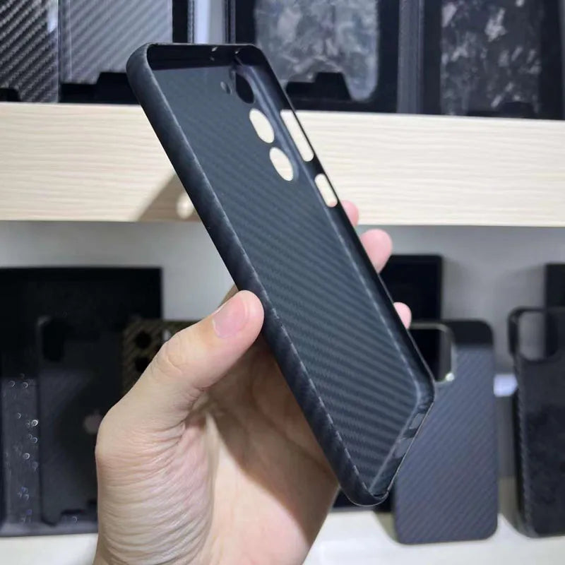 Case for Samsung Galaxy S23 S23+ Plus 600D Real Carbon Fiber Aramid Cell Mobile Phone Protective Cover Protection Shell