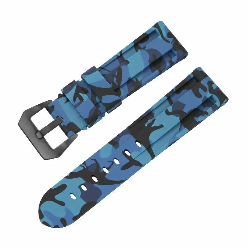 Thick Rubber Watch Band 20mm 22mm 24mm 26mm Camouflage Replacement Silicone Wrist Belt Bracelet Soft Camo Watch Strap