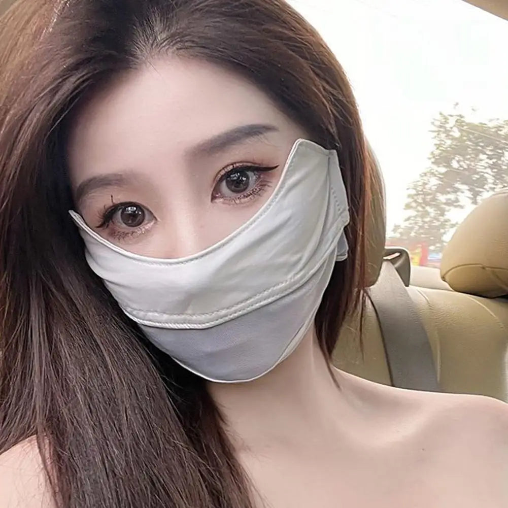 Summer Ice Silk Face Mask Women Cool Breathable Mesh Sunscreen Cover UV Shield for Outdoor Riding Driving Fishing Sport Masks