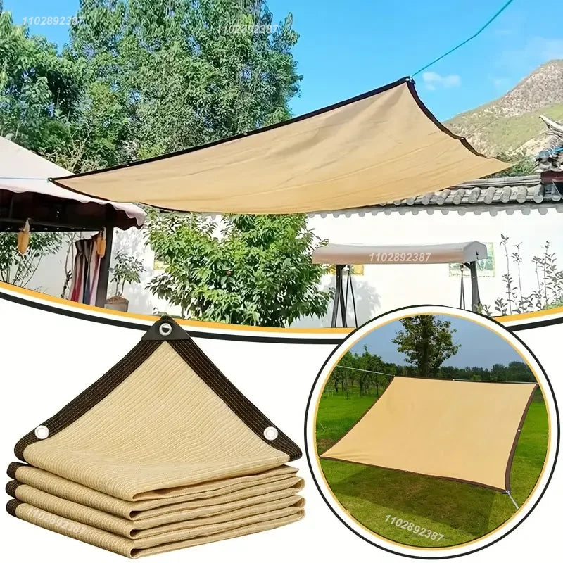 HDPE UV Protection Shade Net: Beige Sunscreen Mesh Fabric for Plant Shed, Outdoor Garden Sunshade & Patio Cover