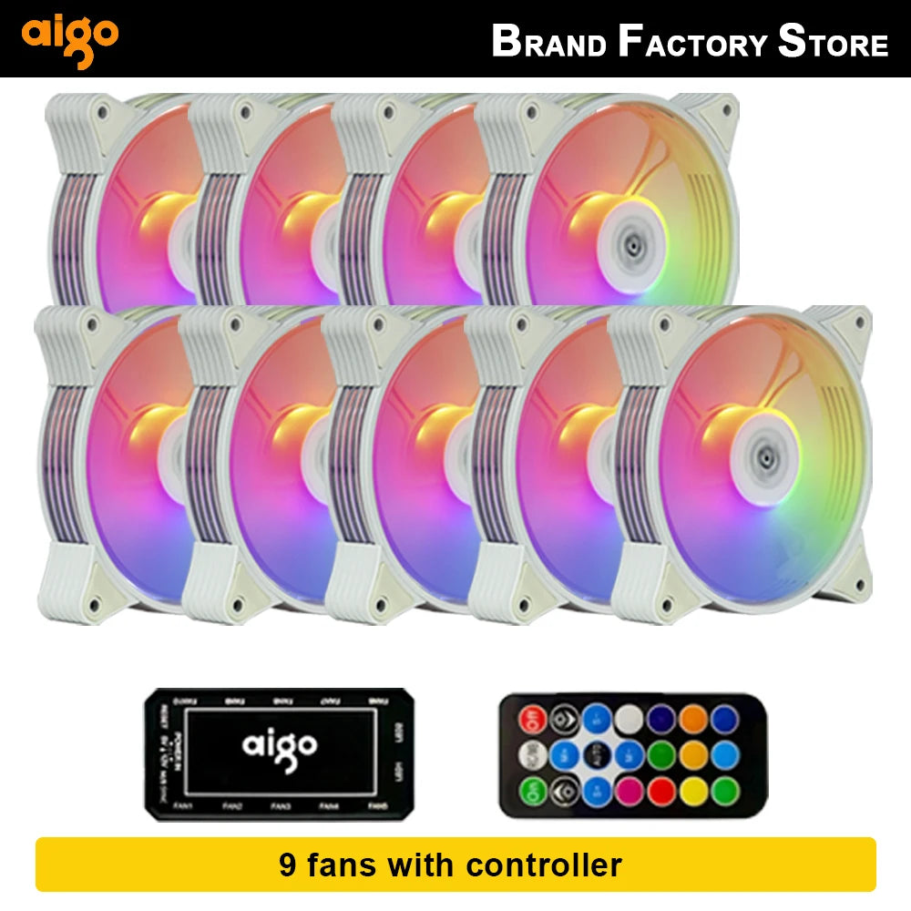 Aigo AR12 white 120mm RGB FAN ventilador PC gamer Computer Case kit Fan Cooling Cooler 12cm Adjust Speed 12V ARGB Fans ventoinha