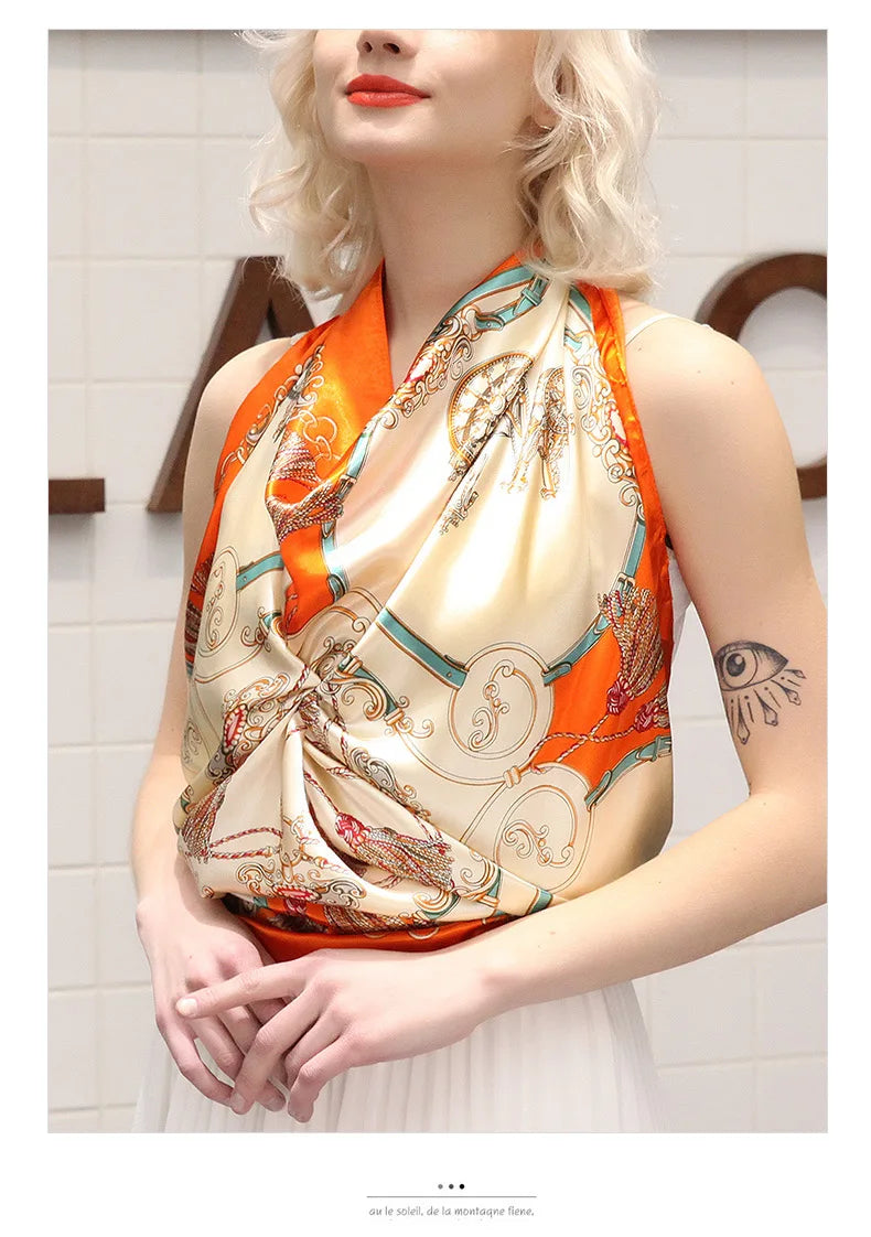 2026 new 90cm new striped women's professional square headscarf travel sunscreen scarf unique and chic accessories
