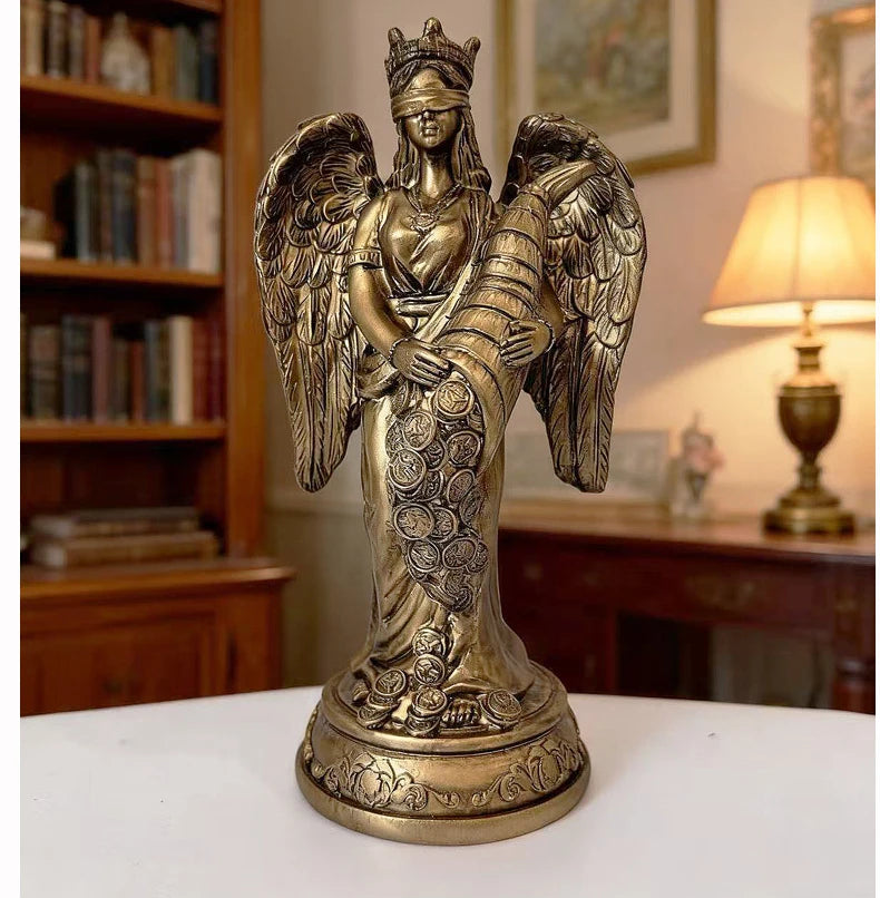 Goddess of Wealth Statue Accent Lakshmi & Fortune Deity Sculpture for Home/Office Blessing Abundance Prosperity Decor Gift