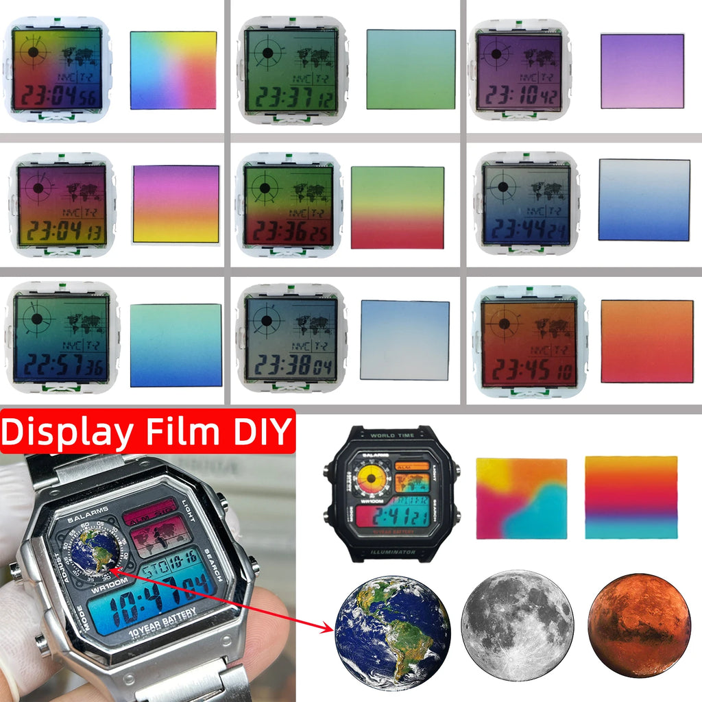 Color Display Film for Casio AE-1200 AE-1300, DIY Screen Modification Overlay Sticker, High-Quality Watch Dial Upgrade Kit