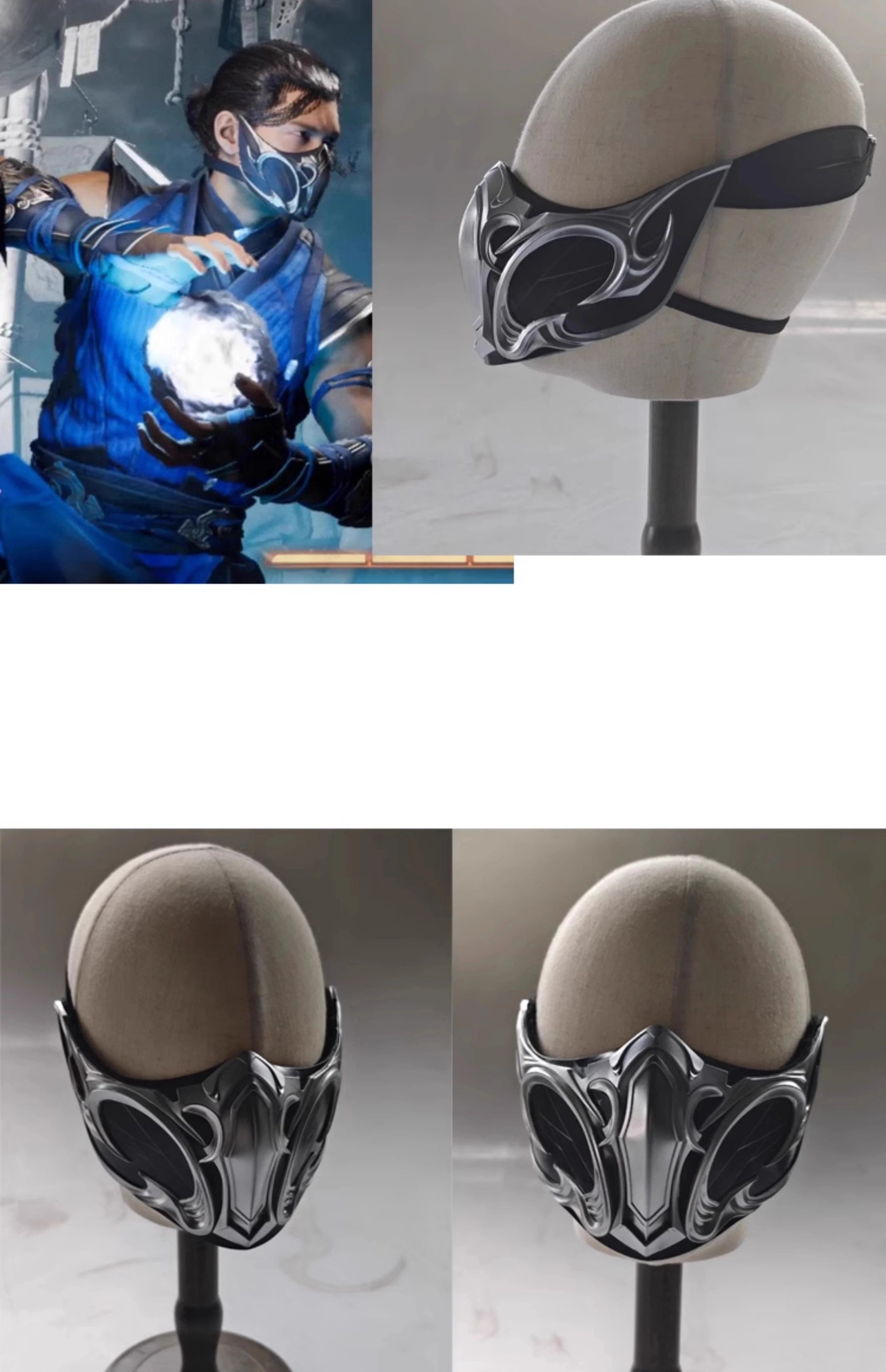 Anime Game Mortal Kombat Sub-Zero Cosplay Mask Adult Men FRP Face Mask Props Halloween Carnival Role play Mask Acceseories