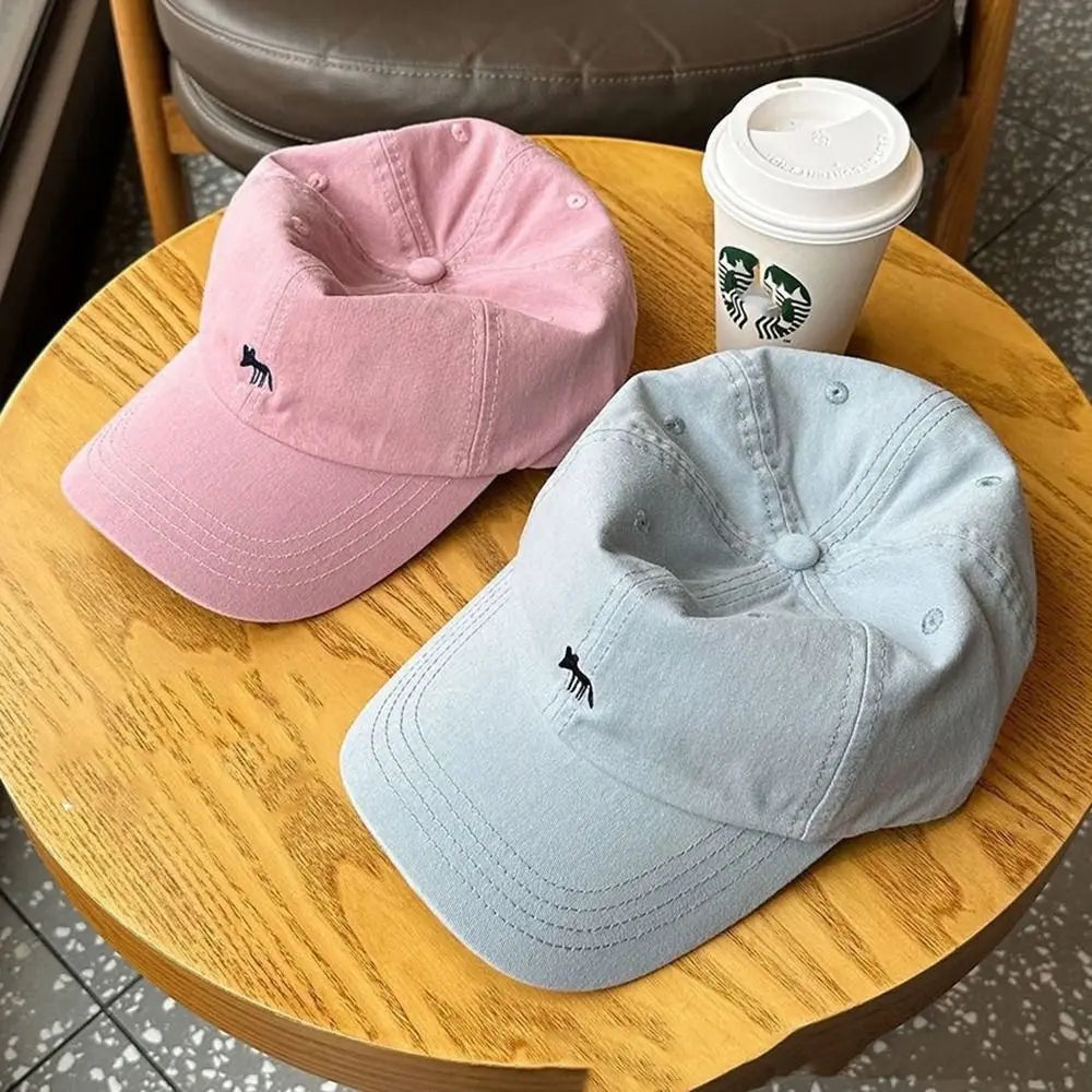 Retro Embroidered Embroidery Baseball Cap Animals Peaked Cap Canvas Baseball Hat Sunscreen Hat Cotton Sun Hat Girl