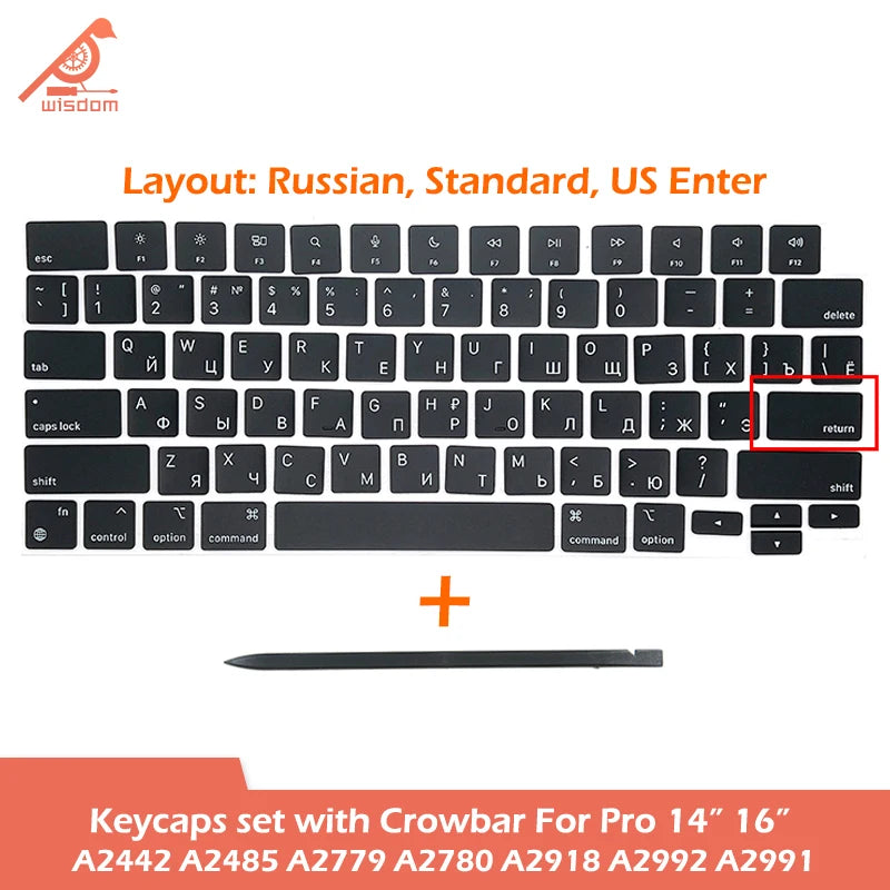 Laptop A2442 A2485 A2779 A2780 A2918 A2992 A2991 Keycaps Keys Key Cap Set for Macbook Pro M1 M2 M3 14" 16" Keyboard Repair