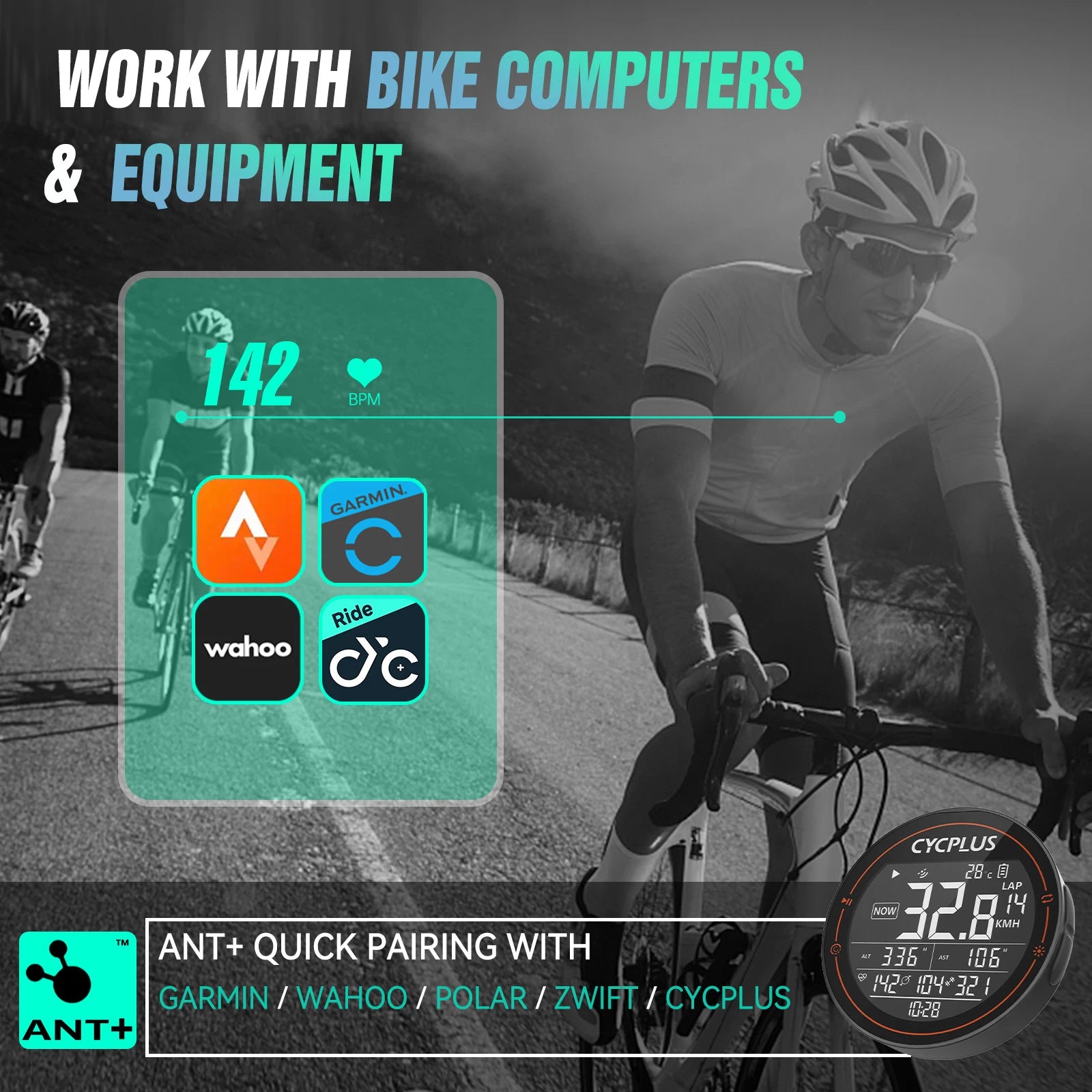 CYCPLUS Heart Rate Sensor Armband Wrist Belt BLE ANT+ Fitness Monitor for Wireless GPS Bike Computer