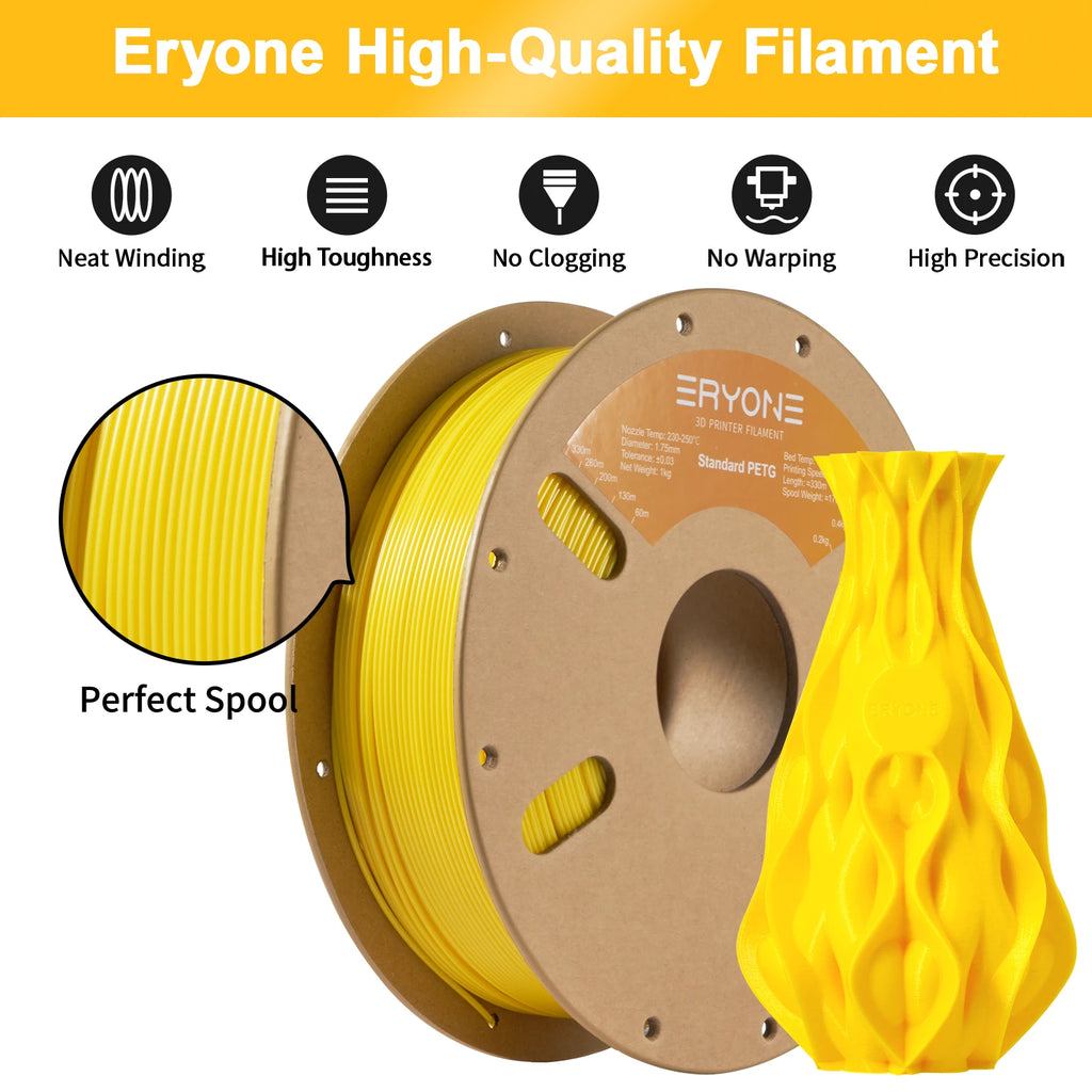 ERYONE 1/5/10KG PETG Filament 3D Print 1.75mm,Multicolor Available,1kg petg filament,3D Printing Filament Wholesal ,1KG/Spool