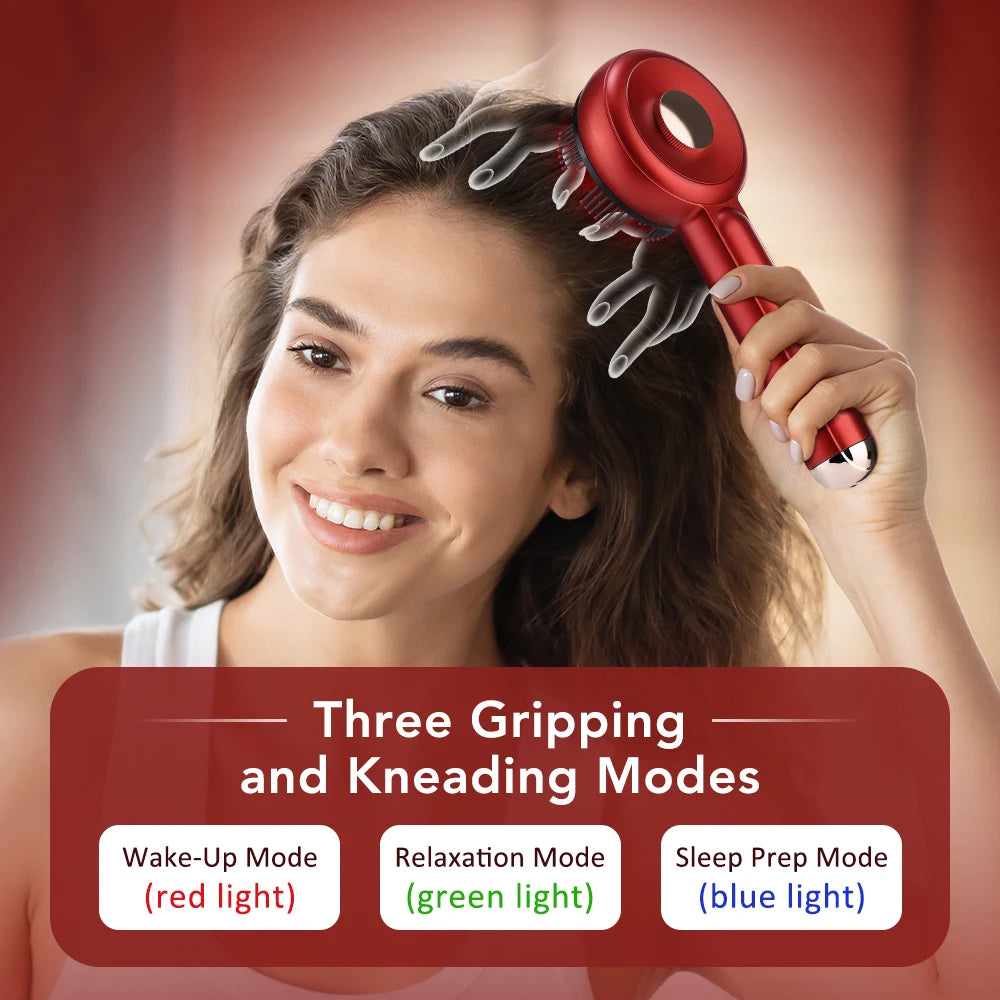Electric Vibration Massage Comb Blue&Red Light Therapy Hair Growth Massage Scalp Brush Anti Hair Loss Improve Scalp Health Care