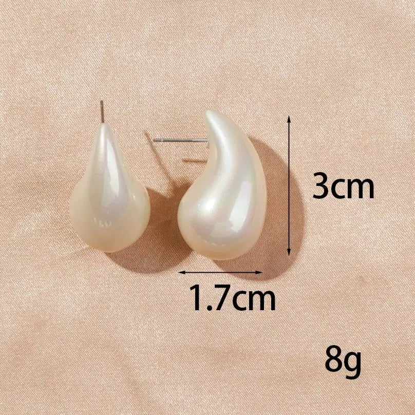 Trendy Acrylic Imitation Pearl Chunky  Dupes Waterdrop Earrings for Women Teardrop Dome Earrings 2024 Luxury Jewelry Gifts