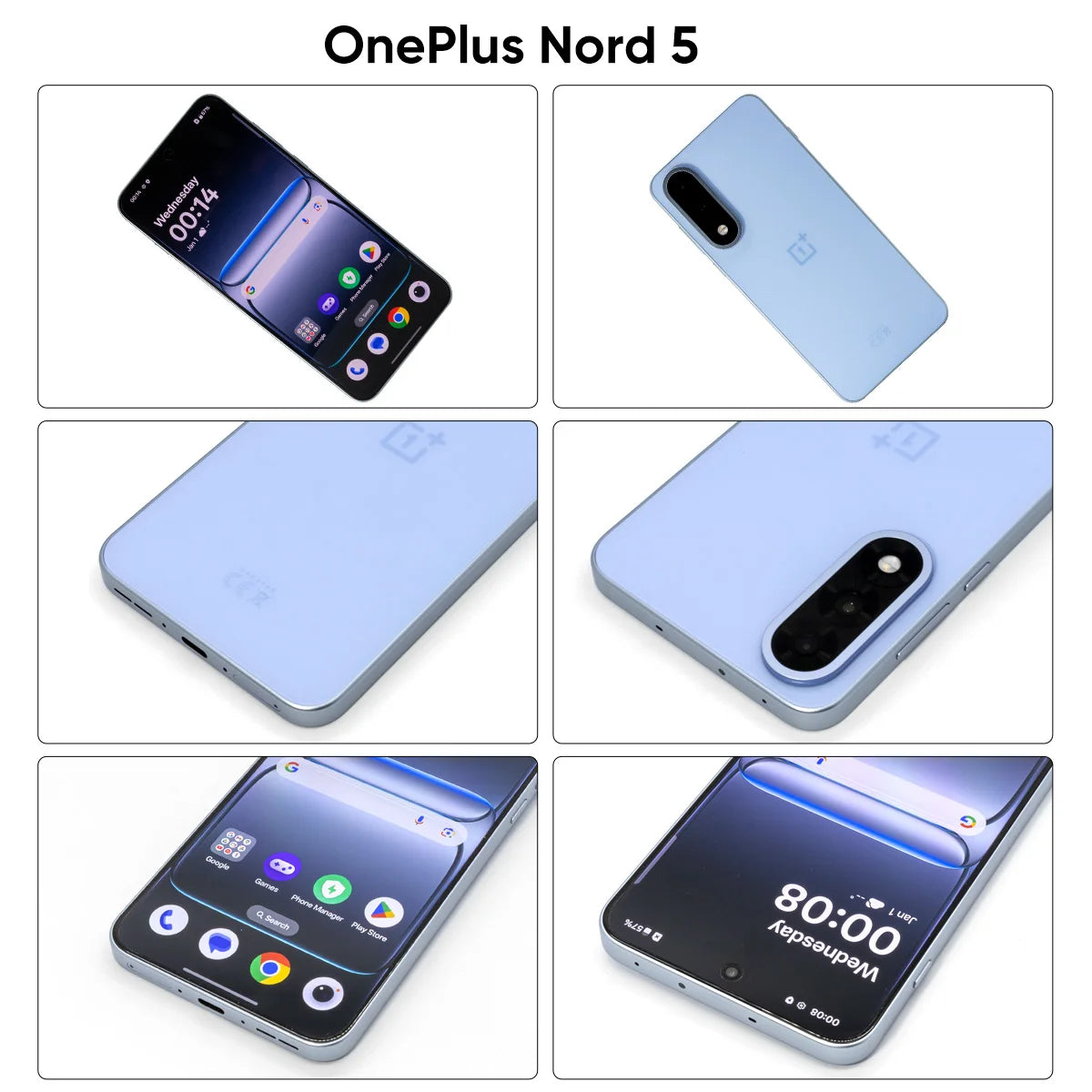 OnePlus Nord 5 Smartphone 5G Snapdragon 8s Gen 3  6.83”AMOLED Display 144 Hz 5200mAh 80W SUPERVOOC Charging 50MP Dual Cameras