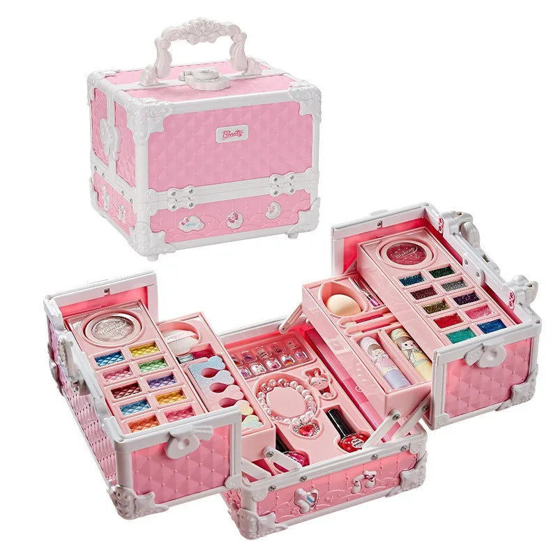 Children Makeup Kit for Girls Lipstick Makeup Cosmetics Pretend Play Pink Unicorn Princess Washable Safe Makeup Kid Toy Gift