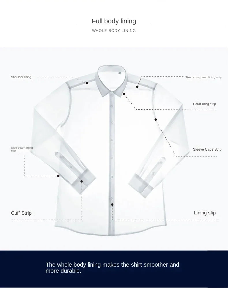 2026 Iron Free French Cufflink Long Sleeves Slim Fit 100% Cotton  Men's Concealed Buttons Solid Color High-end Wedding Dress
