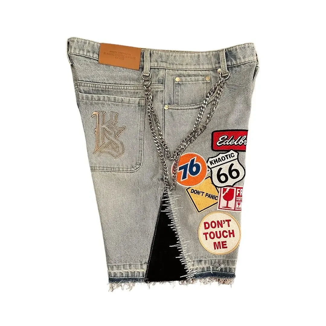 Vintage Statue Liberty Sequin Rhinestone Denim Short Jeans Women Loose Retro 2000s Streetwear Denim Fitness Y2k Casual Shorts