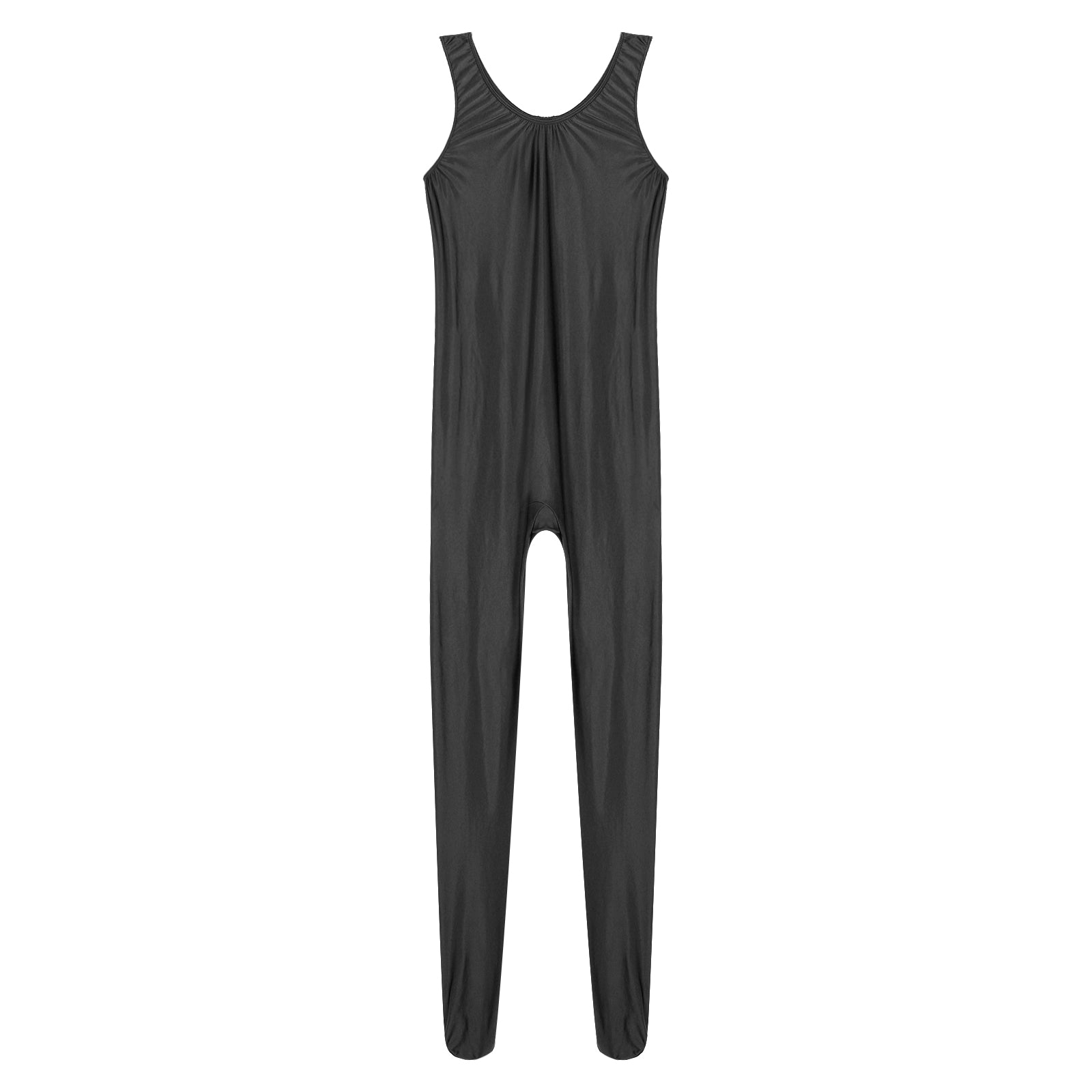 Women's Sleeveless Full Body Bodysuit Glossy Jumpsuit Gymnastics Fitness Swimming Leotard Pole Dance Costume Clubwear Lingerie