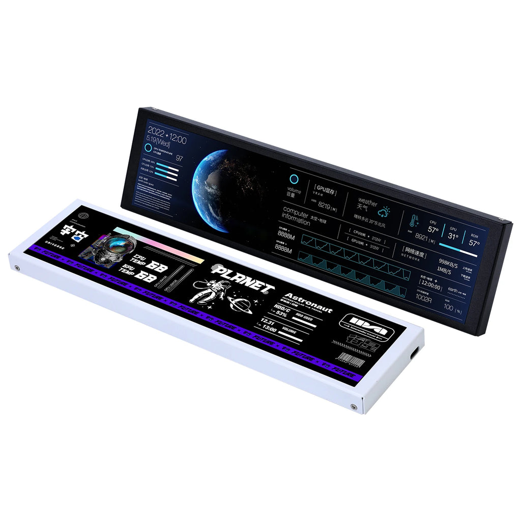 TURZX 9.2 Inch Type-C Chassis Secondary Screen 1920*462 IPS Display CPU GPU RAM HDD Weather Monitor LCD No AIDA64 USD Display