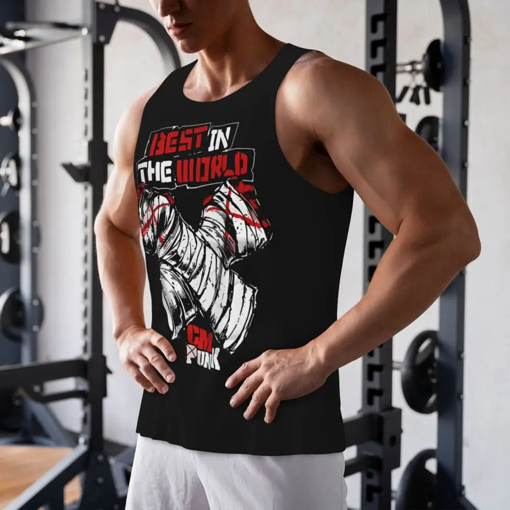 Graphic Wrestling CM Punk Best In The World Workout Tank Tops Sleeveless Shirt Bodybuilding Fitness Gym Compression Vest