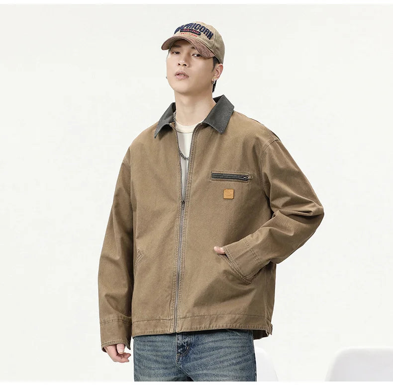 Men's fashion brand wash to do old American vintage cargo jacket high-grade fashion coat