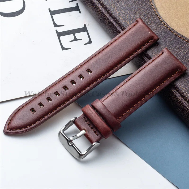 Genuine Leather Watch Straps For DW For Omega Watchband 12mm 13mm 14mm 17mm 18mm 19mm 20mm 22mm Women Men Sport Wrist Bracelets