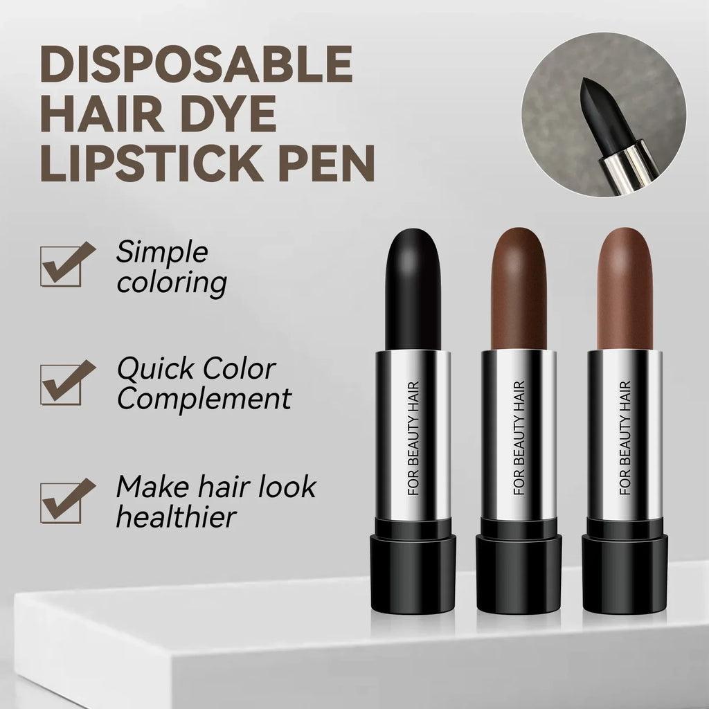 Black Brown Disposable Temporary Hair Dye Pen Lipstick Style White Hair Coverage Hair Coloring Dyeing Chalk Quick Hair Color Dye