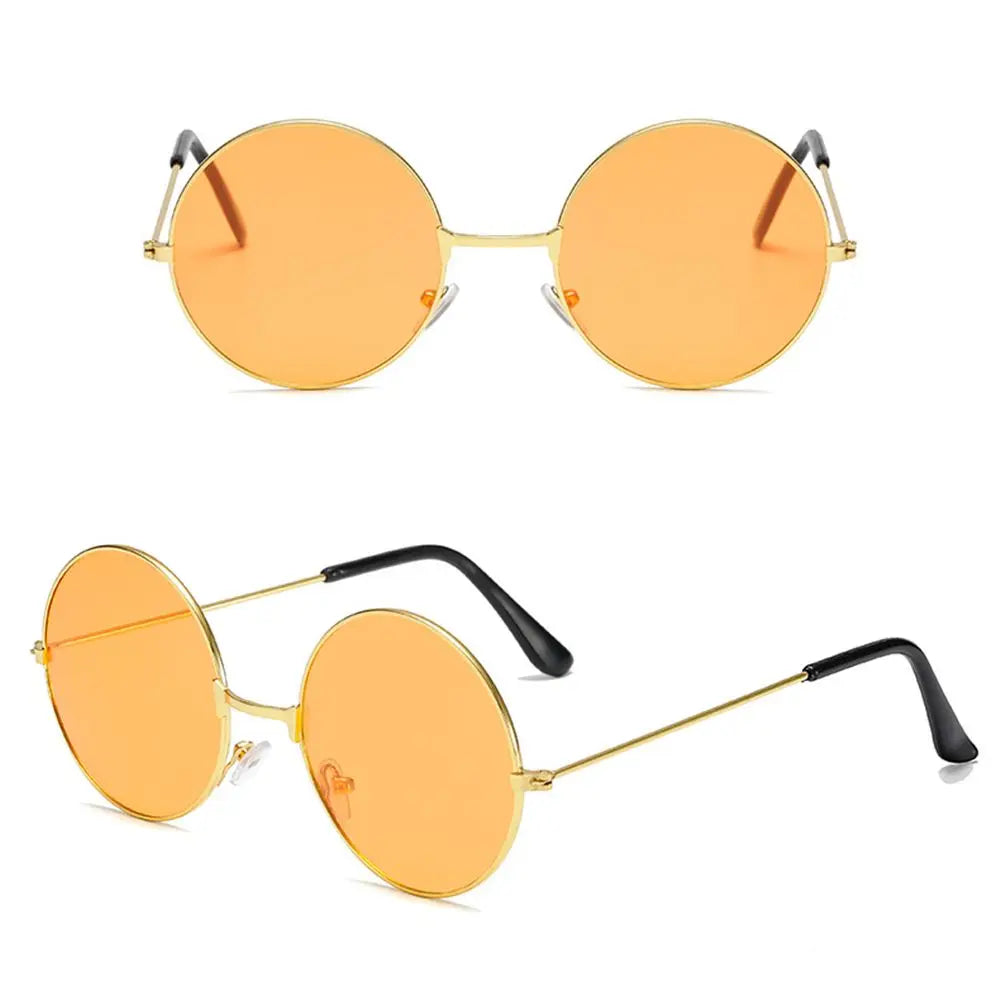 Fashion Disco Hippie Women Men Circle Glasses Round Sunglasses Metal Sunglasses Eyewear