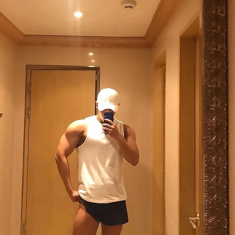 Men's Summer New Fitness Tank Top Gym Workout Sleeveless Shirt Running Apparel Stringer Single Shirt Summer Casual Vest